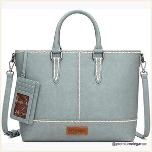 Large Faux Leather Tote with Removable Card Holder, Adjustable Strap, Laptop